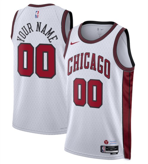 Youth Chicago Bulls Active Player Custom White City Edition Swingman Stitched Jersey